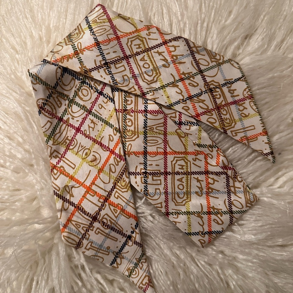 Coach Plaid Multicolor Logo Scarf